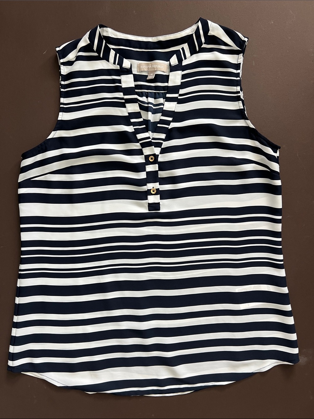 Banana Republic Navy & White Striped Sleeveless Top